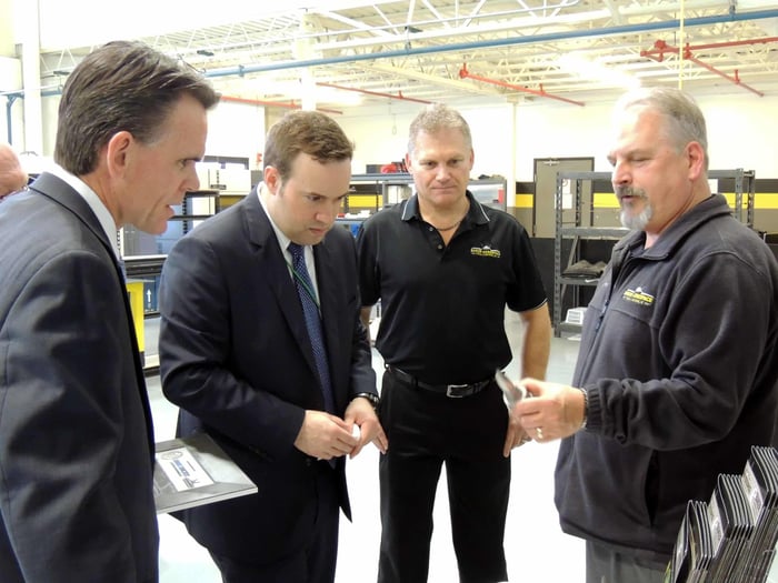 Mark Hackel on a tour of Baker Industries in Macomb, Michigan